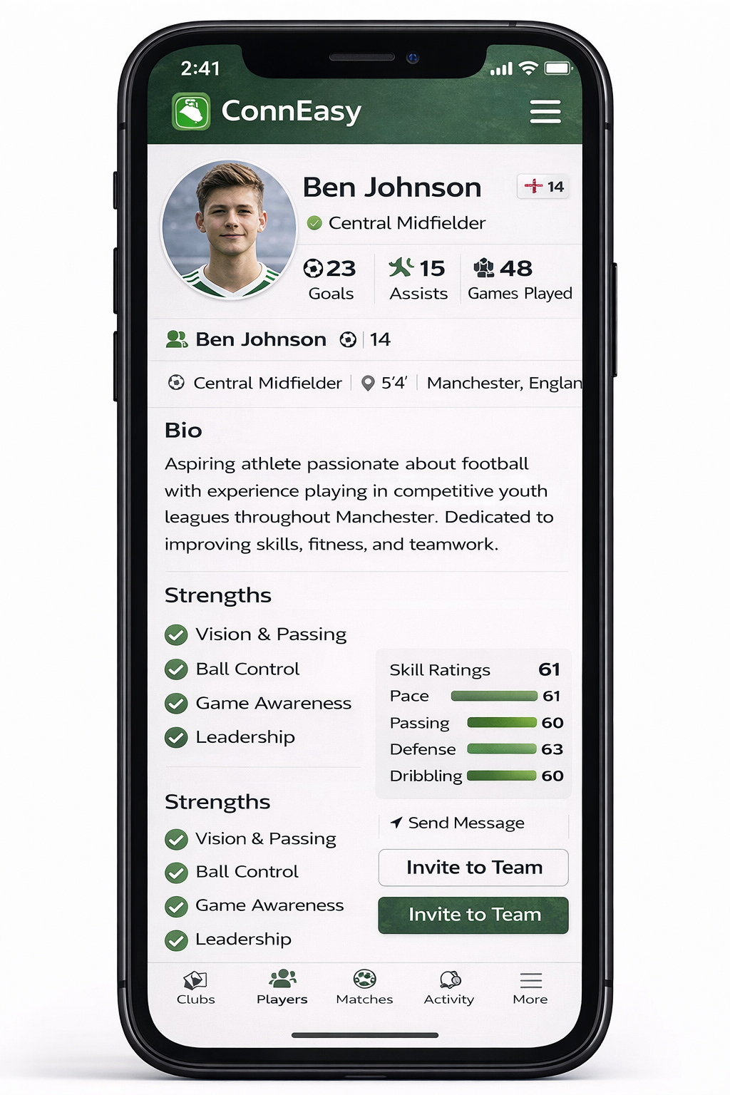 Create profile screen